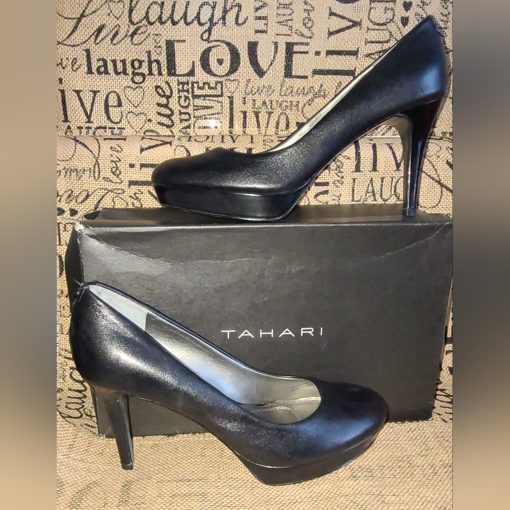 Tahari Platform Black Heels